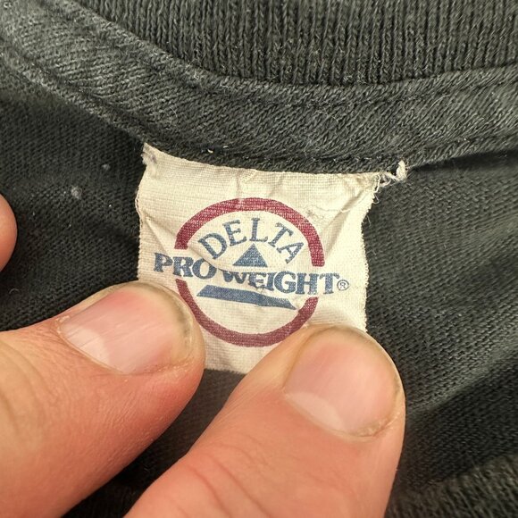 Vintage Delta Pro Weight Graphic T-Shirt Hot Rod Design Black Cotton Size L - Picture 3 of 5